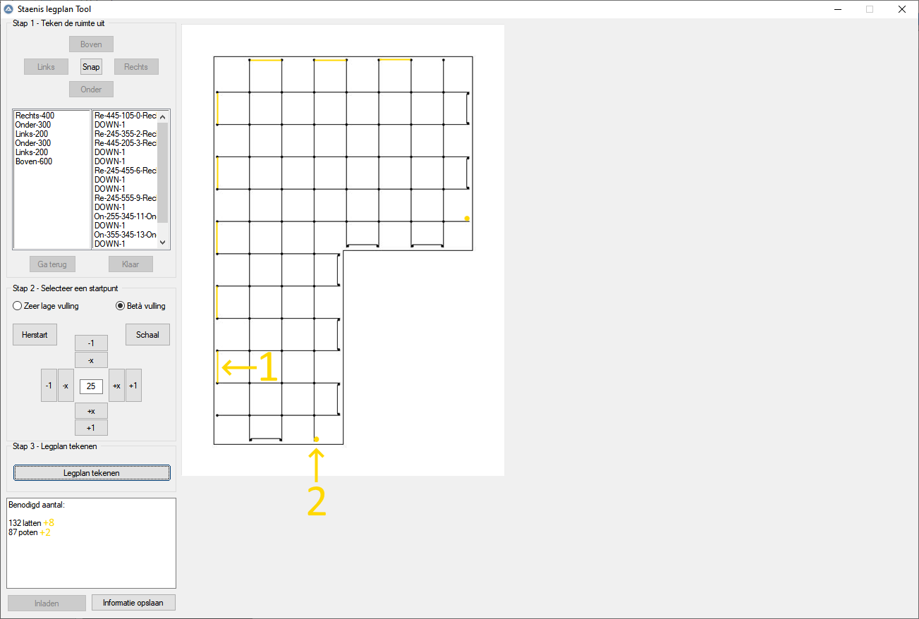 Staenis laying plan tool